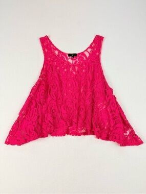 G:21 Hot Pink Lace Tank Top Floral Lace Sleeveless Swing Top Coquette Y2K XXL